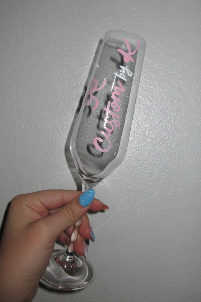 Custom painted champagne flute by Kerry