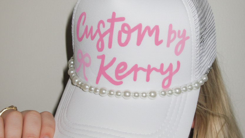 Custom painted trucker hat worn - by Kerry