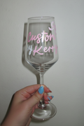 Custom painted stemmed wine glass by Kerry